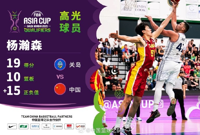 8中7拿到19分9籃板！楊瀚森當(dāng)選中國男籃VS關(guān)島高光球員